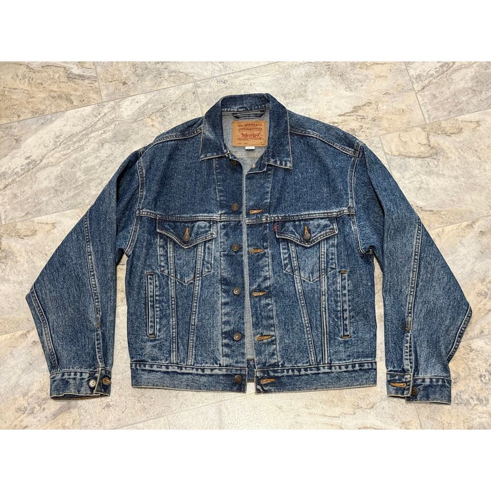 Levi’s 70507 Denim Trucker Jacket S Eagle American Flag Embroidered Back USA - Picture 2 of 10